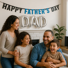 Load image into Gallery viewer, DAD Foil Balloon. 16&quot; Silver Foil Balloons with Blow Straw. Father&#39;s Day or Dad&#39;s Birthday Backdrop or Party Décor
