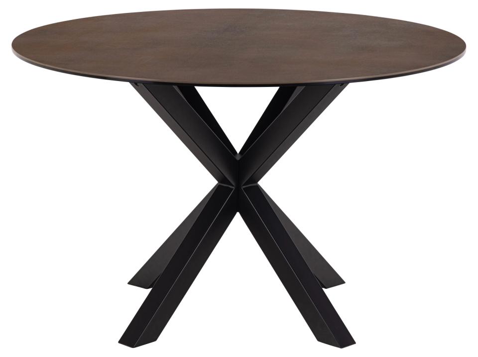 Heaven Round Dining Table 119cm Brown With Solid Black Metal Base