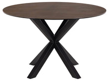 Load image into Gallery viewer, Heaven Round Dining Table 119cm Brown With Solid Black Metal Base
