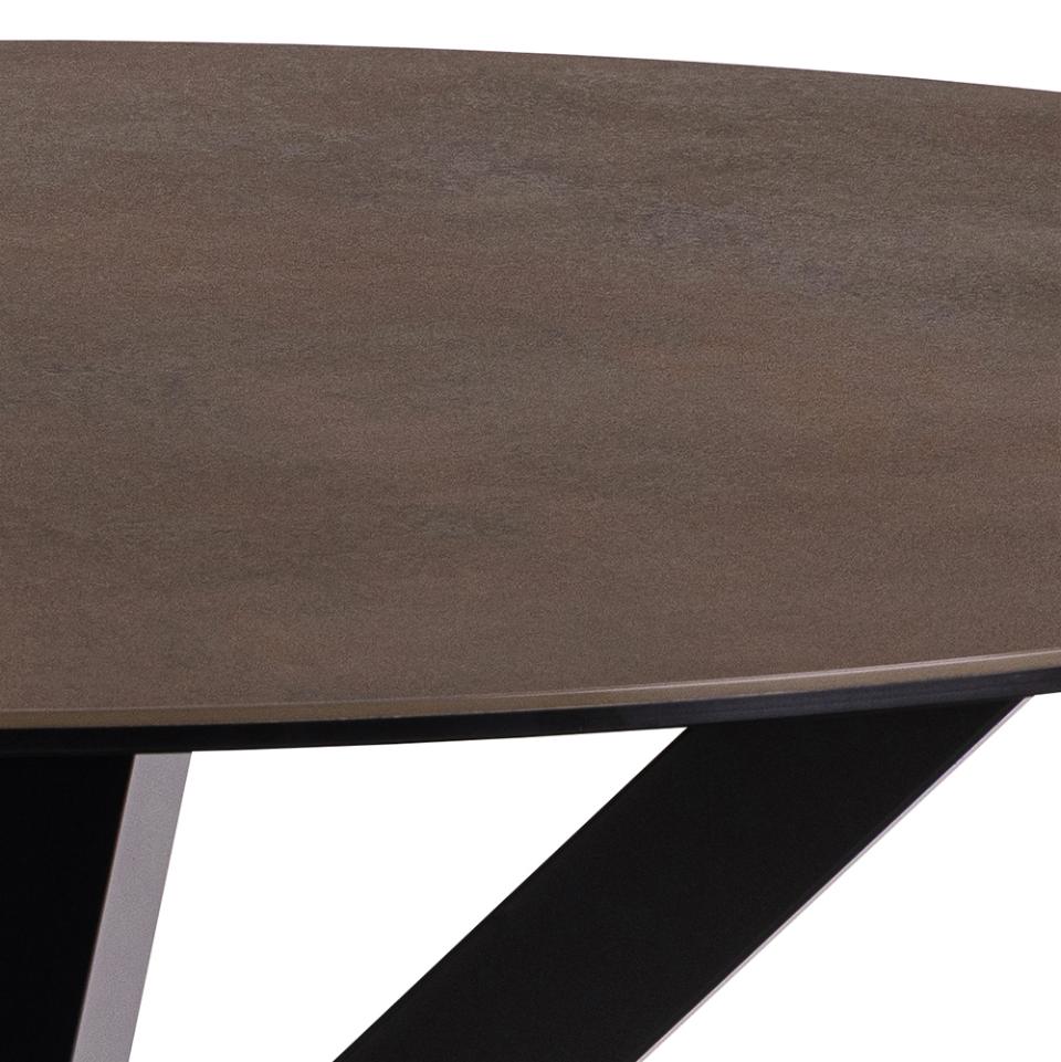 Heaven Round Dining Table 119cm Brown With Solid Black Metal Base