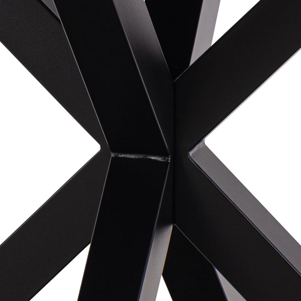 Heaven Round Dining Table 119cm Brown With Solid Black Metal Base