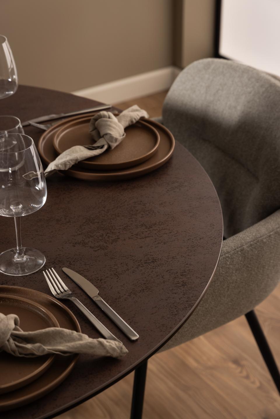 Heaven Round Dining Table 119cm Brown With Solid Black Metal Base