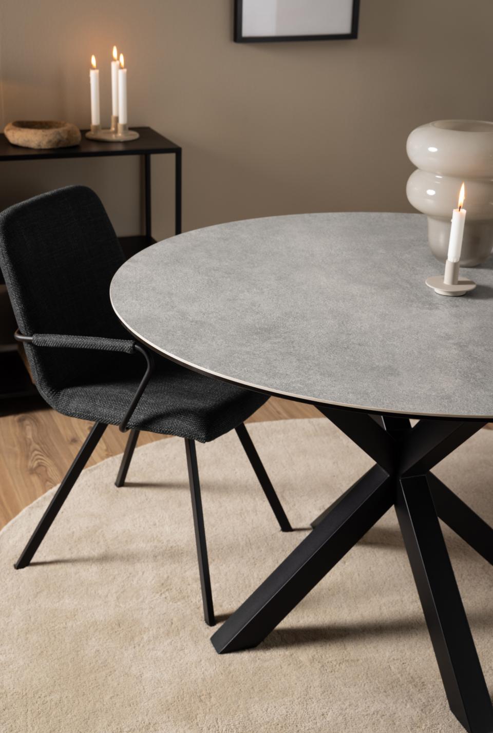 Heaven Round Dining Table 119cm Grey With Solid Metal Base