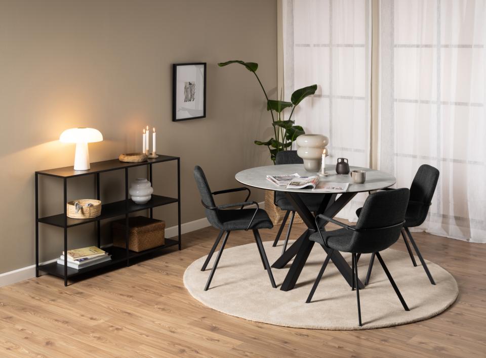 Heaven Round Dining Table 119cm Grey With Solid Metal Base