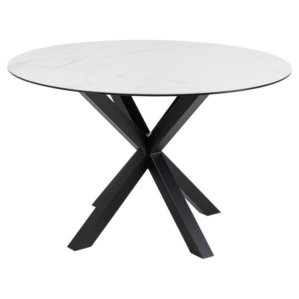 Heaven Round Dining Table 119cm White With Solid Metal Base