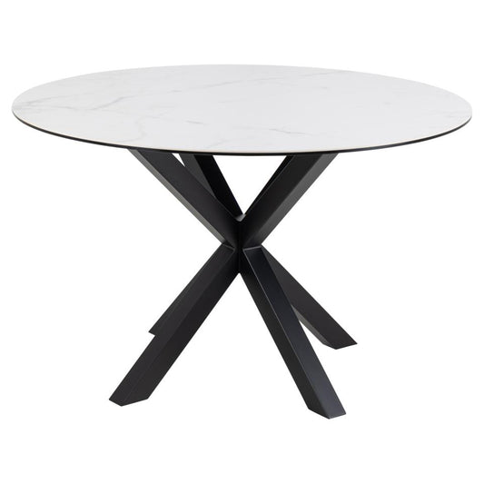 Heaven Round Dining Table 119cm White With Solid Metal Base
