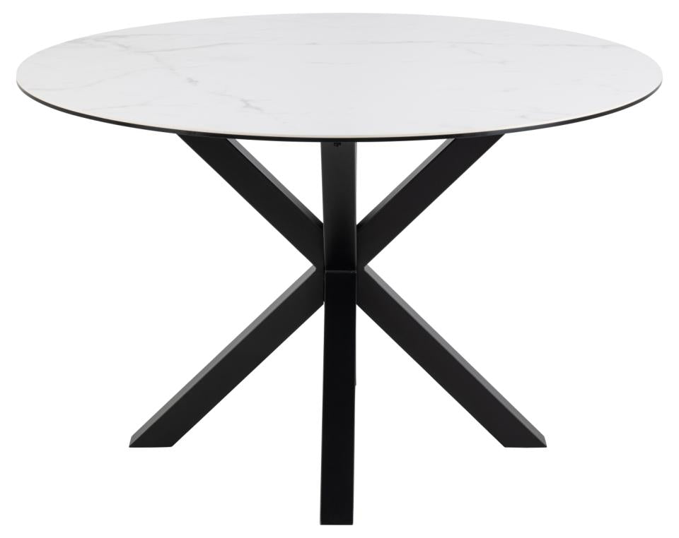 Heaven Round Dining Table 119cm White With Solid Metal Base