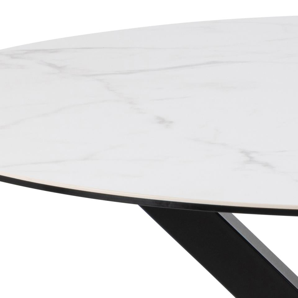 Heaven Round Dining Table 119cm White With Solid Metal Base