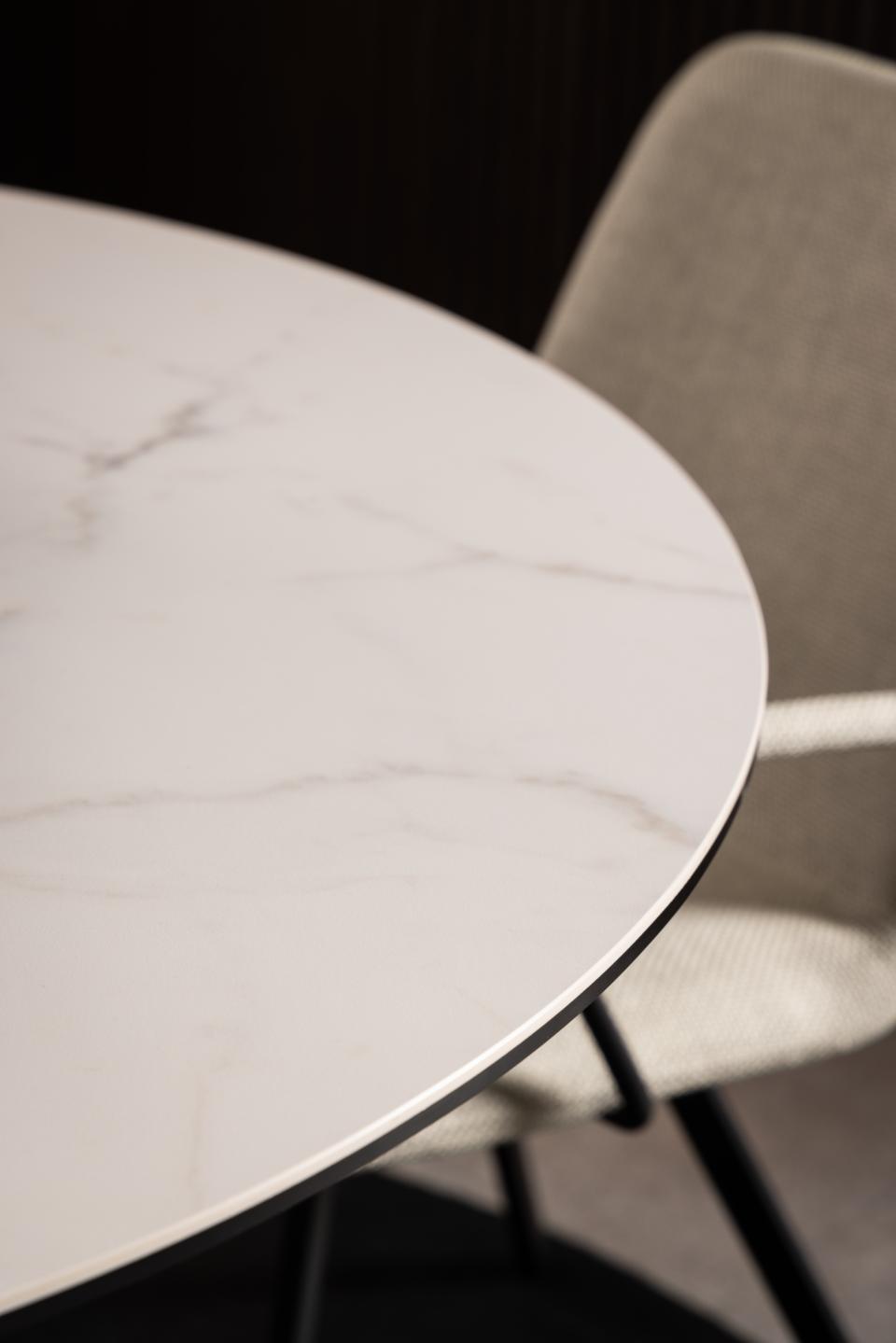 Heaven Round Dining Table 119cm White With Solid Metal Base