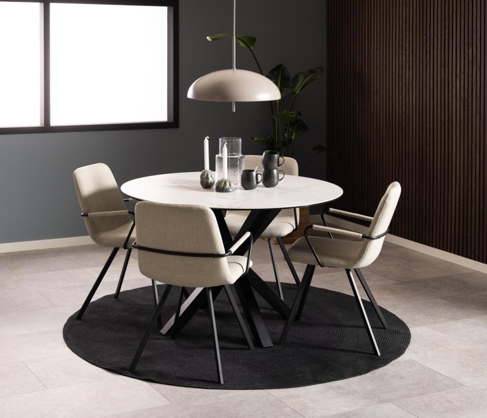 Heaven Round Dining Table 119cm White With Solid Metal Base