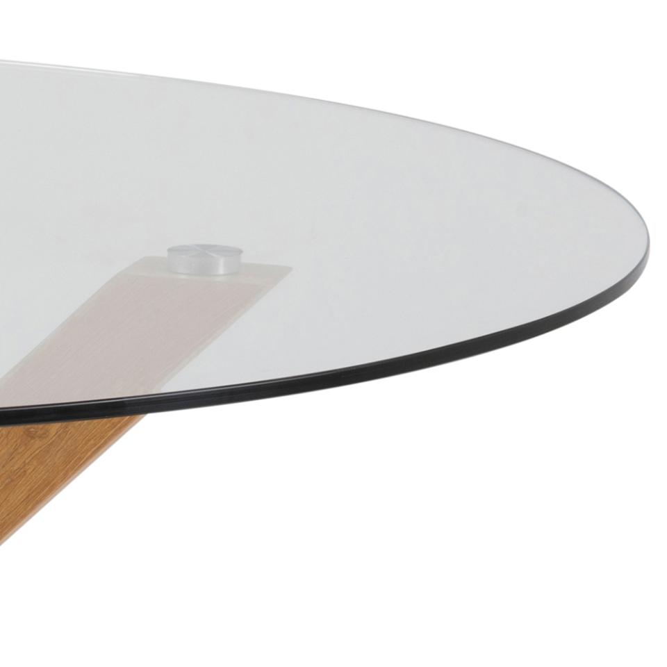 Heaven Round Dining Table Glass Large Solid Designer Metal Oak Foil Base 119cm