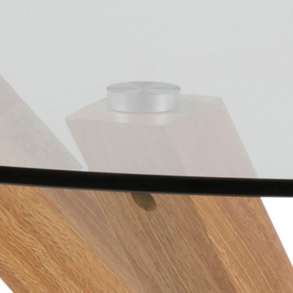 Heaven Round Dining Table Glass Large Solid Designer Metal Oak Foil Base 119cm