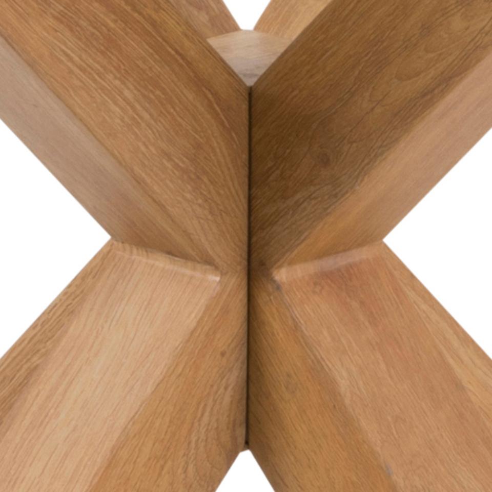 Heaven Round Dining Table Glass Large Solid Designer Metal Oak Foil Base 119cm