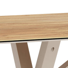 Load image into Gallery viewer, Close-up of a wooden table with a white base on a white background
