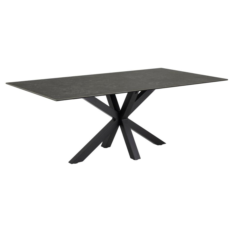 Heaven Large Rectangle Black Ceramic Dining Table Solid Metal Base 6/8 Seats 200x100 cm