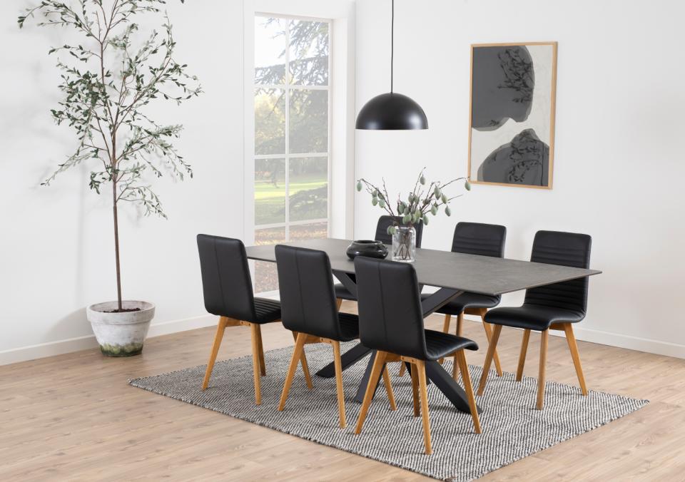 Heaven Large Rectangle Black Ceramic Dining Table Solid Metal Base 6/8 Seats 200x100 cm