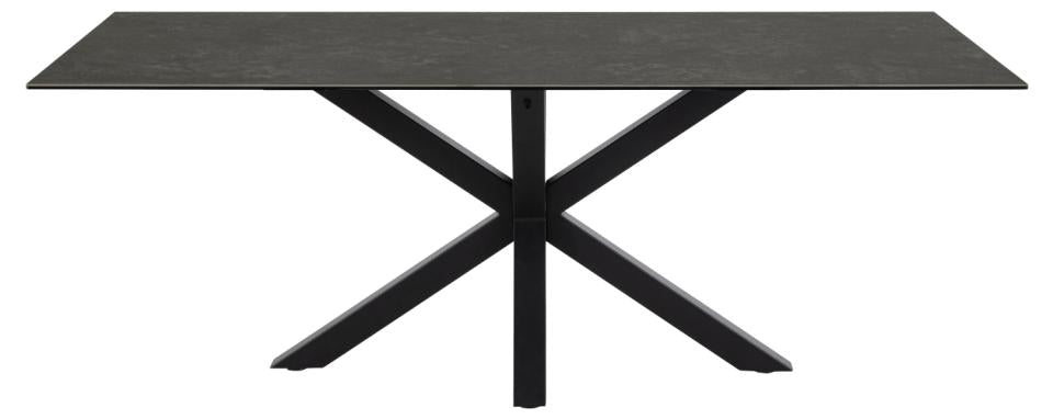 Heaven Large Rectangle Black Ceramic Dining Table Solid Metal Base 6/8 Seats 200x100 cm
