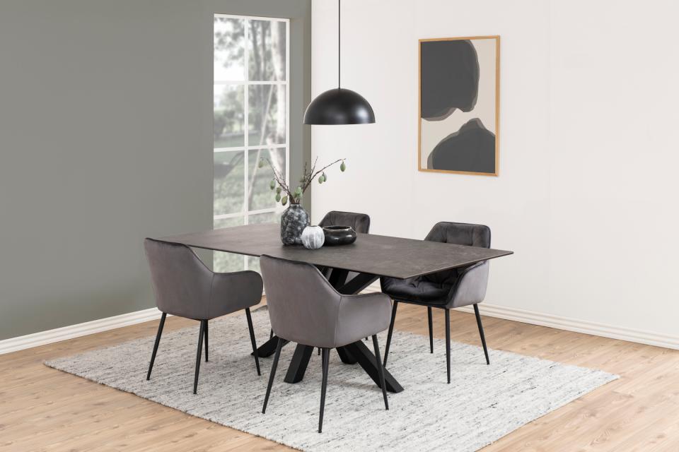 Heaven Large Rectangle Black Ceramic Dining Table Solid Metal Base 6/8 Seats 200x100 cm