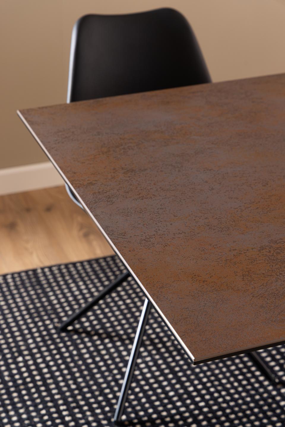 Heaven Large Rectangle Brown Ceramic Dining Table With Solid Metal Base 6/8 Seat 200 x 100 cm
