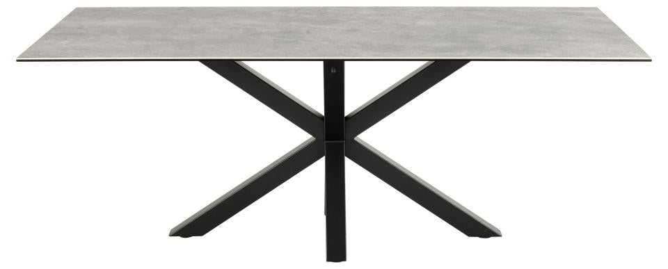 Heaven Large Rectangle Grey Ceramic Dining Table With Solid Metal Base 6/8 Seat 200 x 100 cm