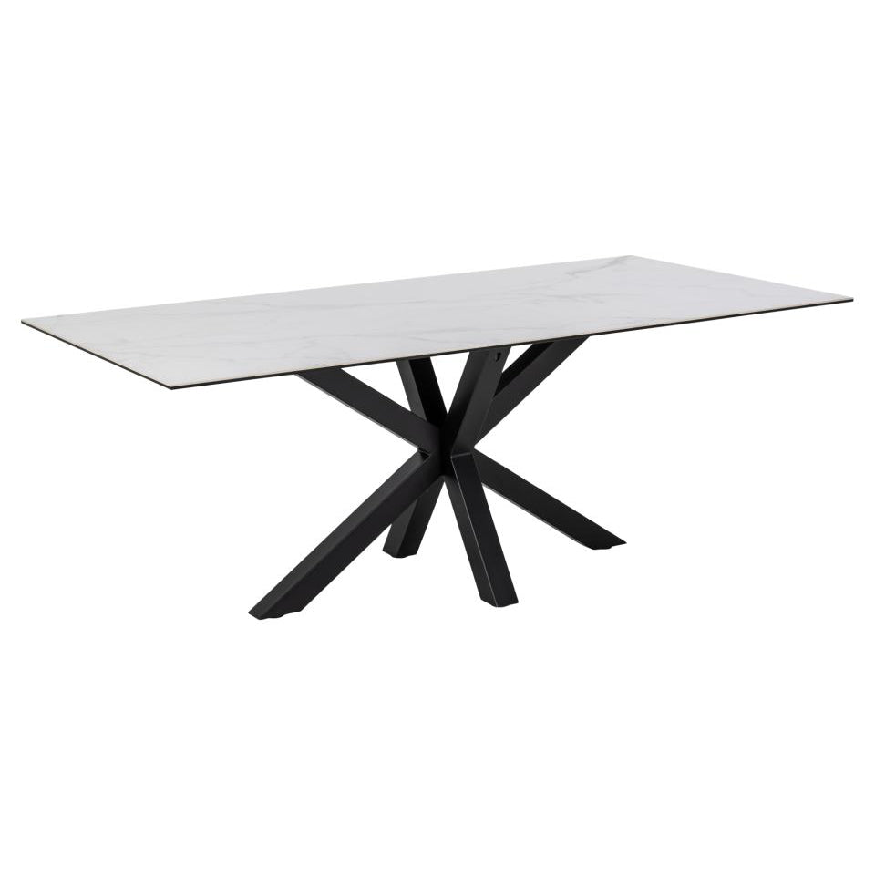 Heaven Large Rectangle White Dining Table Ceramic With Metal Base 6/8 Seat 200x100 cm
