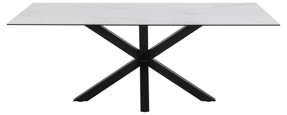 Heaven Large Rectangle White Dining Table Ceramic With Metal Base 6/8 Seat 200x100 cm
