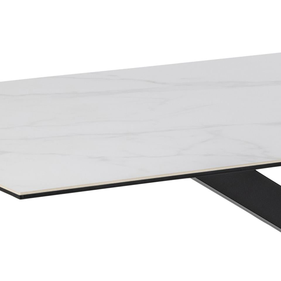 Heaven Large Rectangle White Dining Table Ceramic With Metal Base 6/8 Seat 200x100 cm