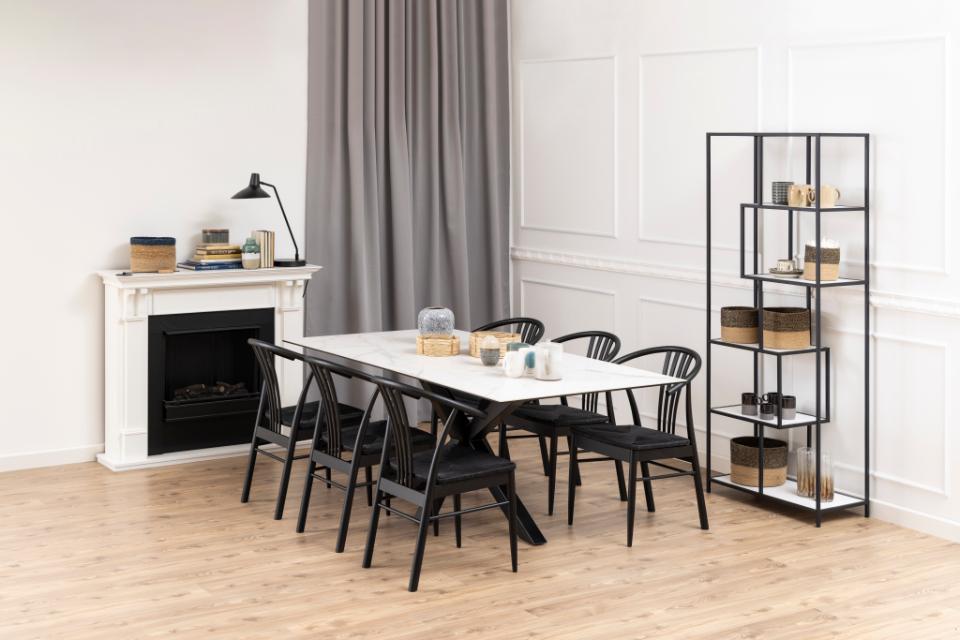 Heaven Large Rectangle White Dining Table Ceramic With Metal Base 6/8 Seat 200x100 cm