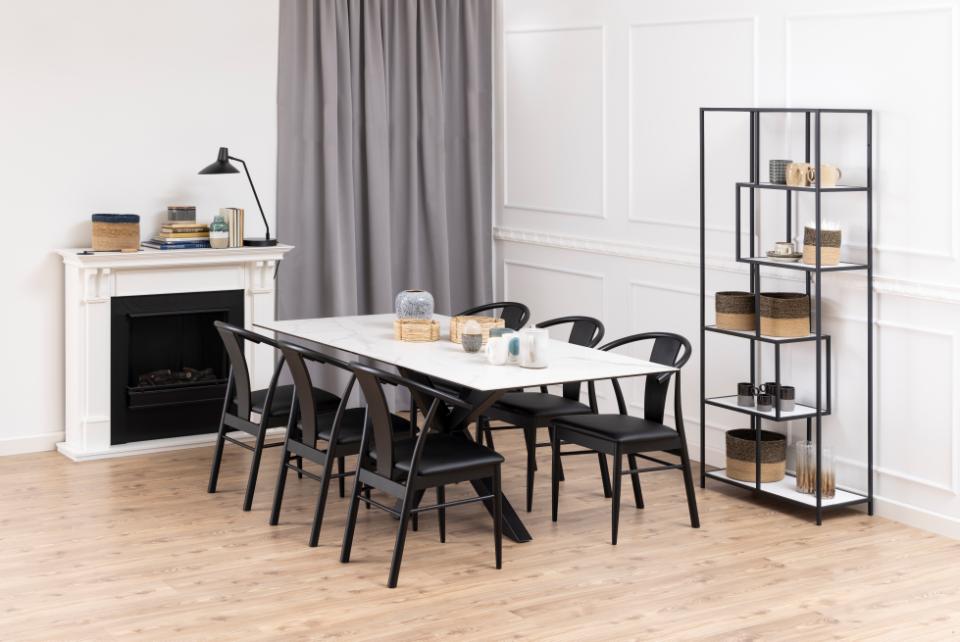 Heaven Large Rectangle White Dining Table Ceramic With Metal Base 6/8 Seat 200x100 cm
