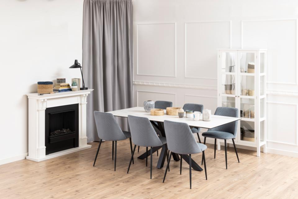 Heaven Large Rectangle White Dining Table Ceramic With Metal Base 6/8 Seat 200x100 cm