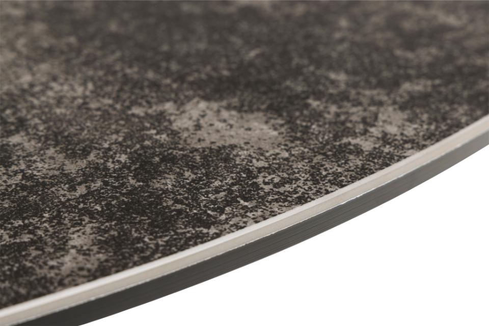 Heaven Round Black Ceramic Dining Table, Lavish Marble Look With Stylish Metal Base 119x75.5cm