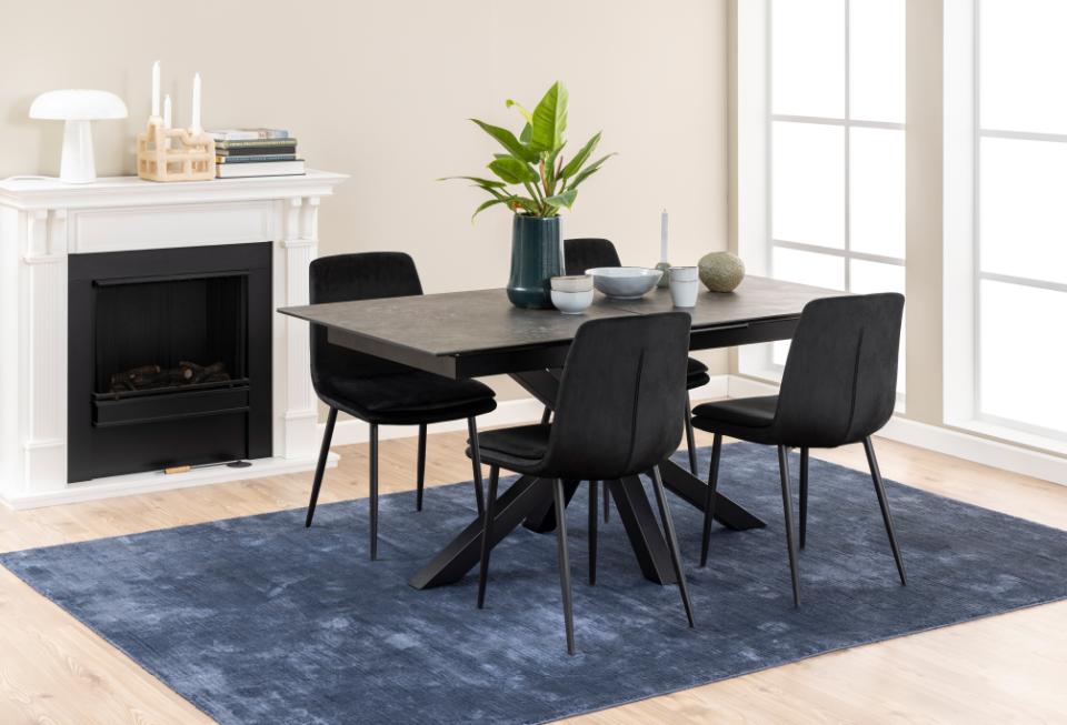 Heaven Extendable Black Dining Table Large Spacious Ceramic 168/210 x 90 cm