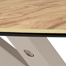 Load image into Gallery viewer, Heaven Cross Leg Large Round Ceramic Glass Oak Coffee Table, Metal Base 82x40cm
