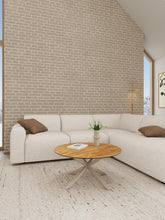 Load image into Gallery viewer, Heaven Cross Leg Large Round Ceramic Glass Oak Coffee Table, Metal Base 82x40cm
