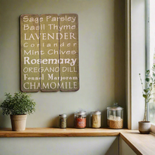 Load image into Gallery viewer, Large Green And White Laminated Herbs Sign, Basil Parsley Sage Mint Chives 40x30 cm Gift For Home
