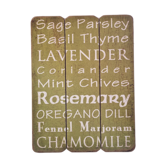 Large Green And White Laminated Herbs Sign, Basil Parsley Sage Mint Chives 40x30 cm Gift For Home
