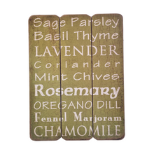 Load image into Gallery viewer, Large Green And White Laminated Herbs Sign, Basil Parsley Sage Mint Chives 40x30 cm Gift For Home
