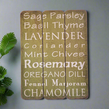 Load image into Gallery viewer, Large Green And White Laminated Herbs Sign, Basil Parsley Sage Mint Chives 40x30 cm Gift For Home
