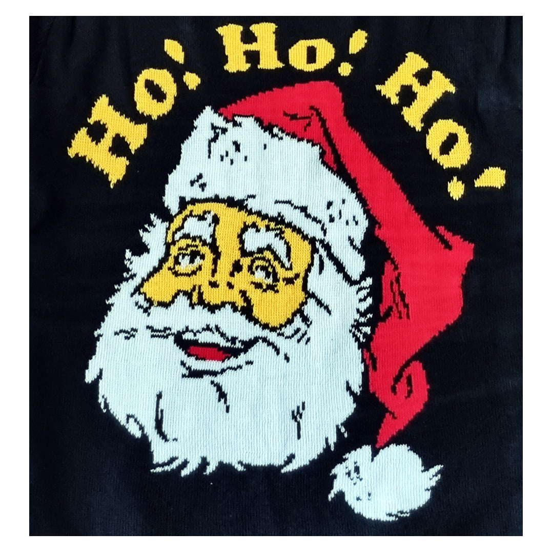 Christmas Sweater In Santa Ho Ho Ho Design, Black Xmas Santa Jumper Unisex 3 Sizes