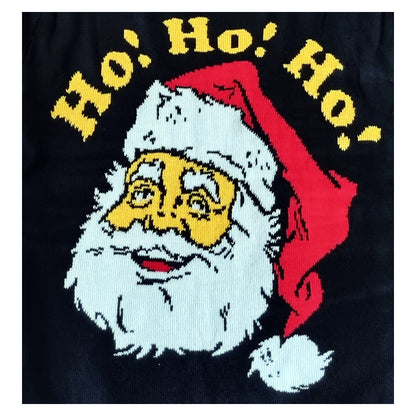Christmas Sweater In Santa Ho Ho Ho Design, Black Xmas Santa Jumper Unisex 3 Sizes