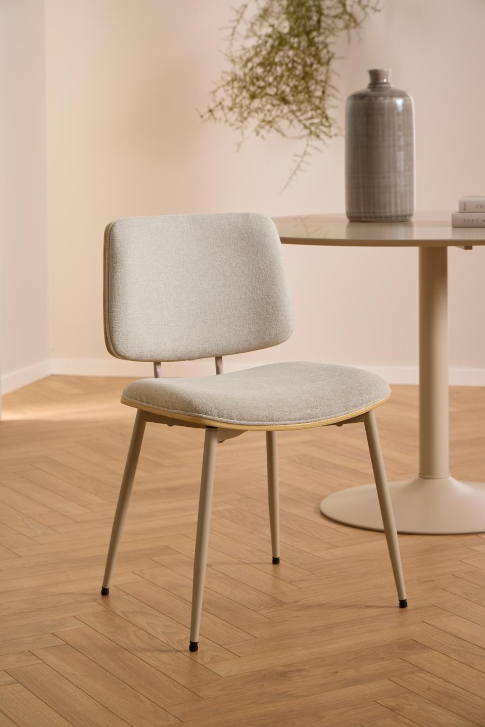 Ibiza Round Beige Dining Table Large Spacious 110cm Top And Solid Metal Base