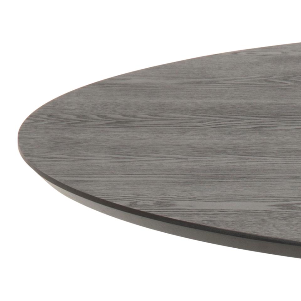 Round gray table top on a white background