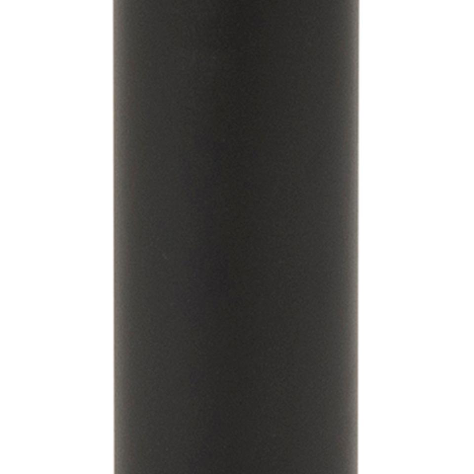 A close-up vertical view of a matte black cylindrical product, likely a pole or post, centered against a plain white background.