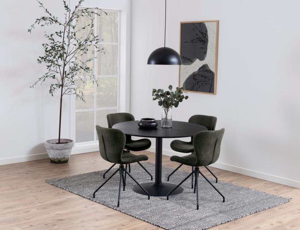 Ibiza Round Black Dining Table Large Spacious 110cm Top And Solid Metal Base