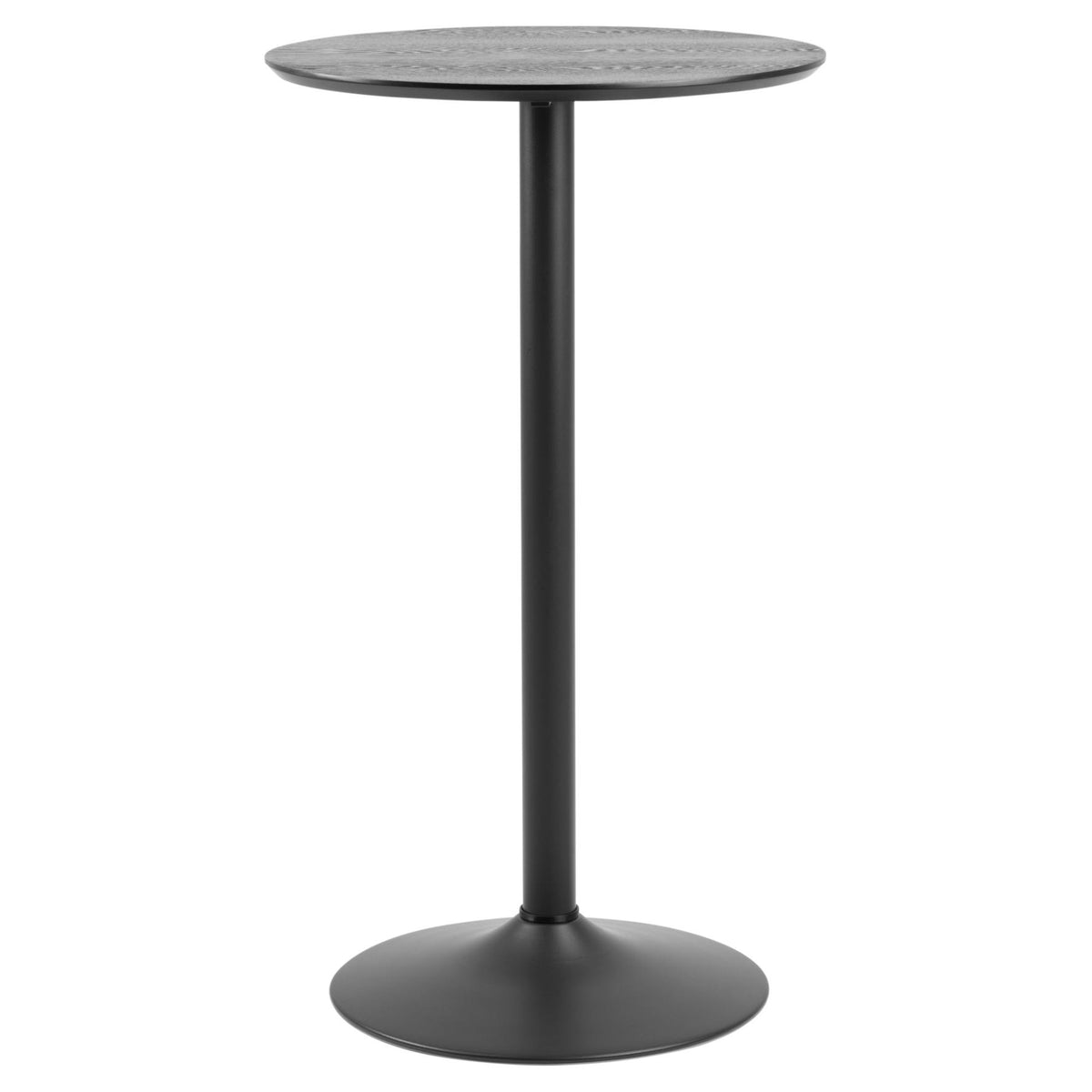 Ibiza Round Bar Table In Black With Wooden Top And Steel Base 60x105cm