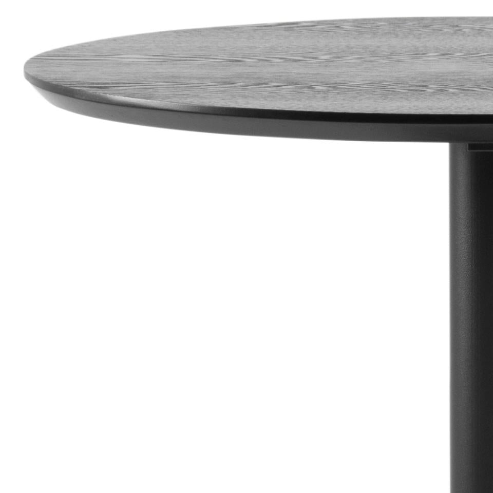 Ibiza Round Bar Table In Black With Wooden Top And Steel Base 60x105cm