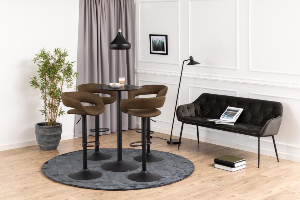 Ibiza Round Bar Table In Black With Wooden Top And Steel Base 60x105cm