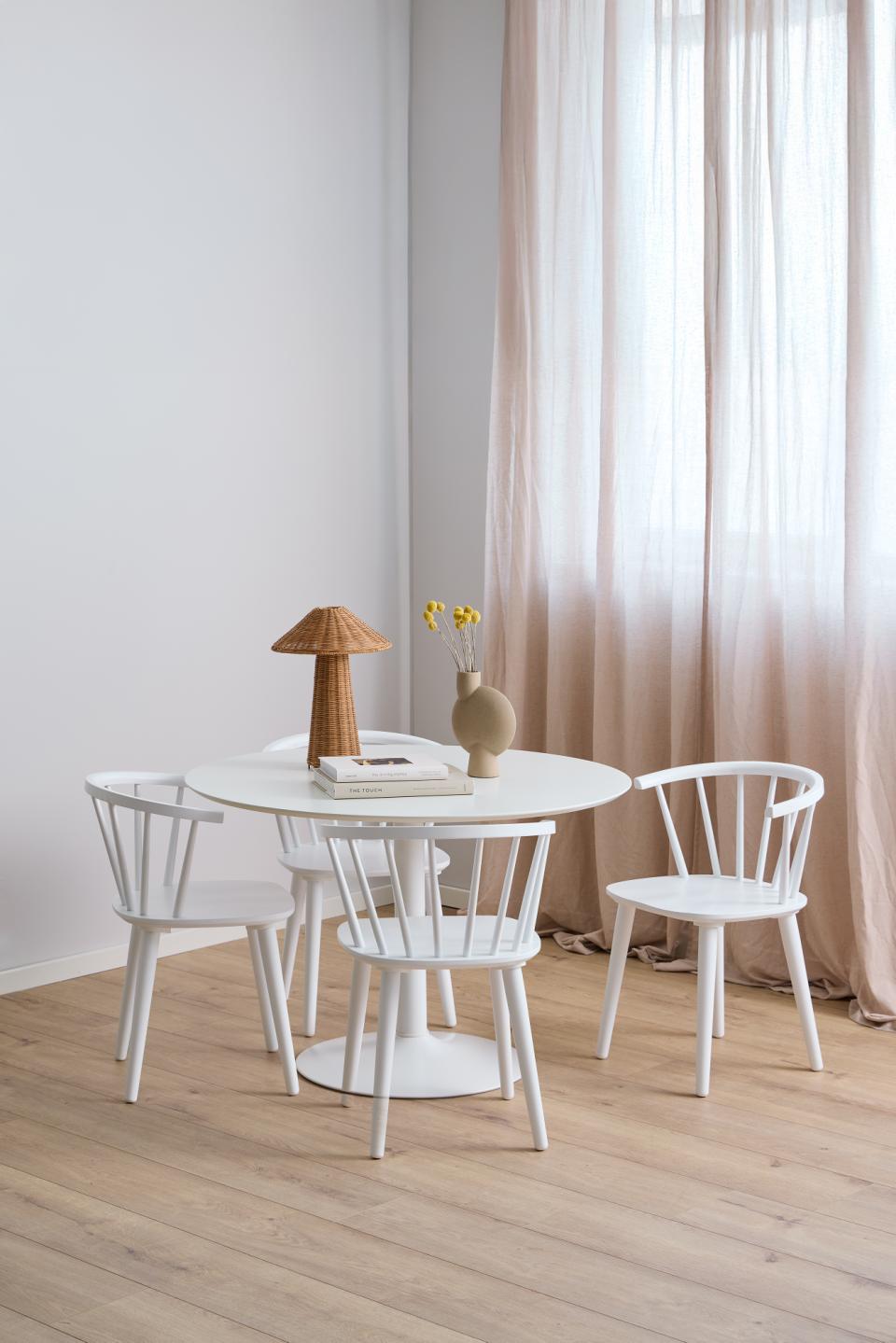 Ibiza Round White Dining Table Large Spacious 110cm Top And Solid Metal Base