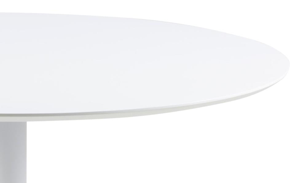 Round white table on a white background