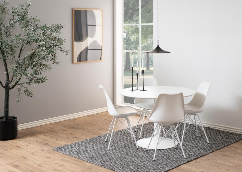 Ibiza Round White Dining Table Large Spacious 110cm Top And Solid Metal Base